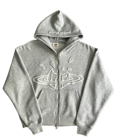 Broken Planet Grey Zip-Up Hoodie