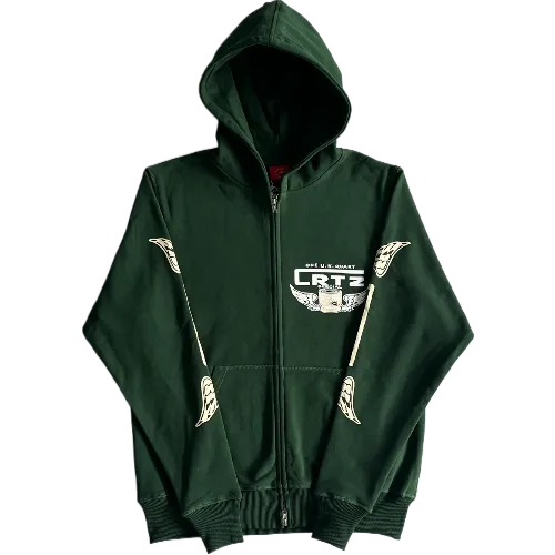 corteiz hoodie zip gasolina green