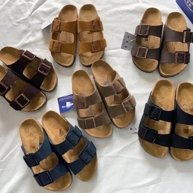 男女双带扣饰平底真皮软木舒适外穿凉拖 cheapfinds.org (135)