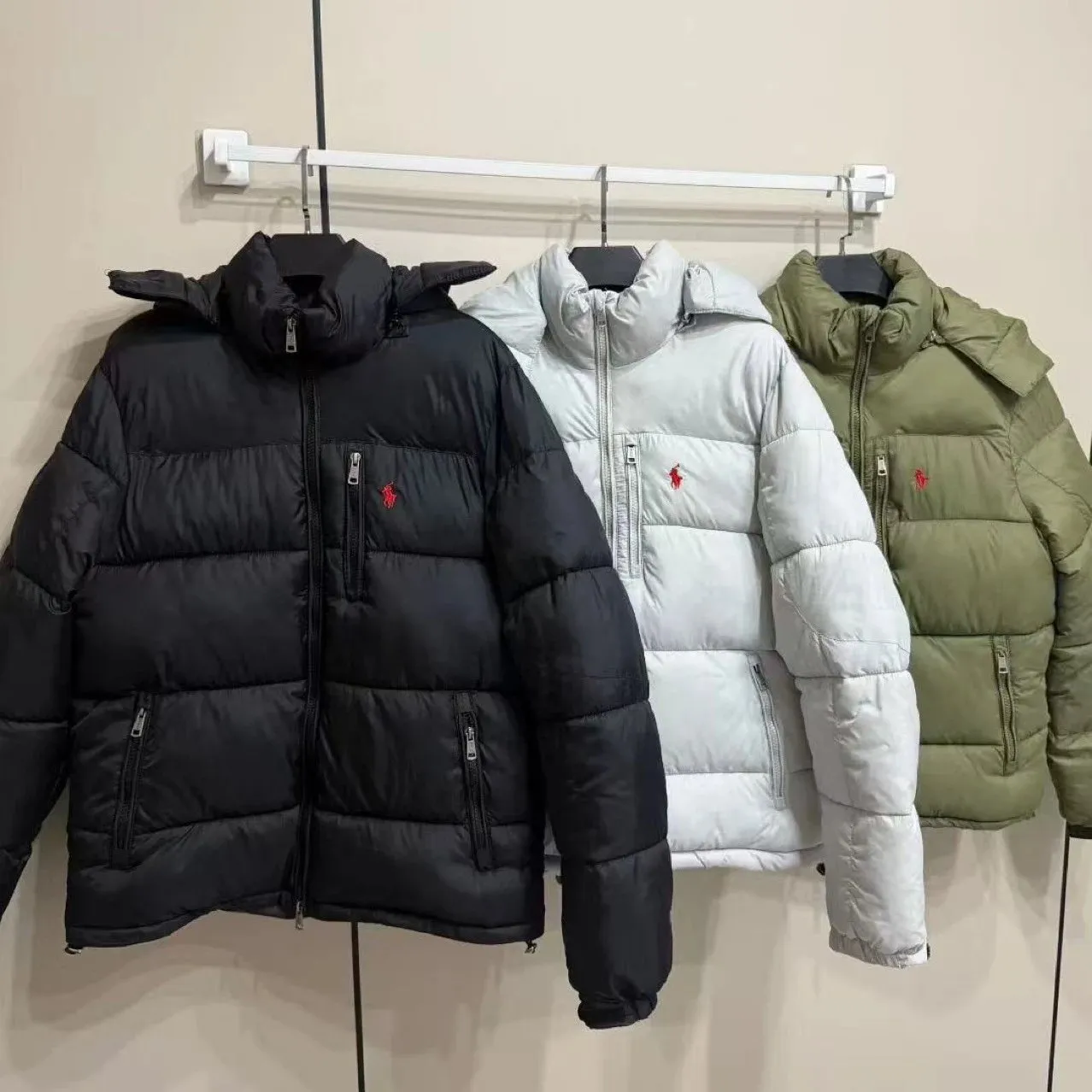 polo拉夫RL可拆卸帽超厚棉服防风防水情侣款拉链夹克 (1)